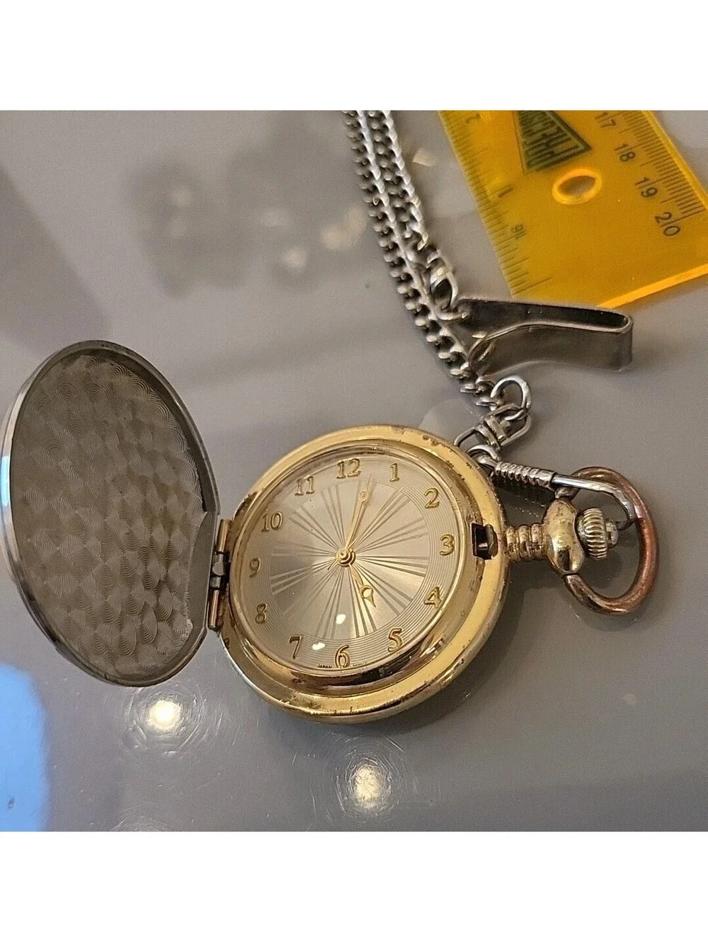 The Greatest Dad Pocket Quartz Watch Silver/gold Chain New Batt. Working EUC mpc